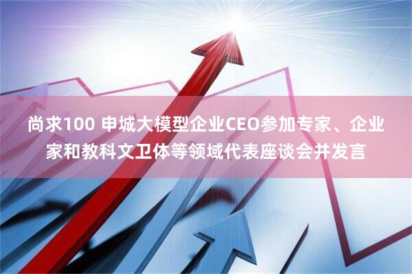 尚求100 申城大模型企业CEO参加专家、企业家和教科文卫体等领域代表座谈会并发言
